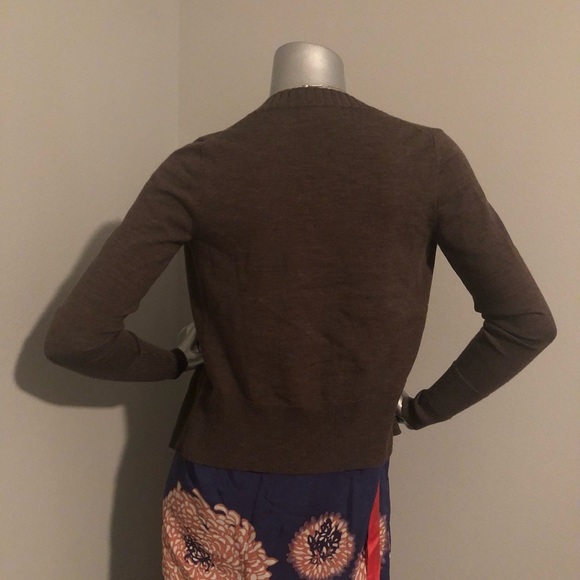 Banana Republic long sleeve merino extra fine wool cardigan in chocolate - Picture 3 of 8